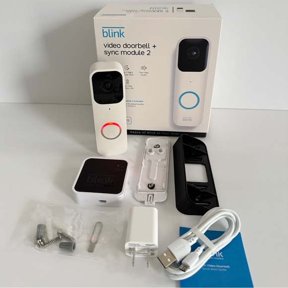 Blink Smart Wifi Video Doorbell Wired/ Battery Operated with Sync Module 2 White - Picture 4 of 13